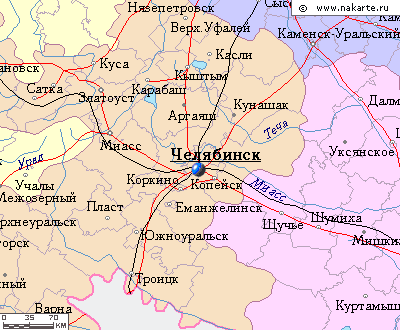 Карта окрестностей города Челябинск от НаКарте.RU
