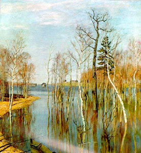 Сочинение по картине Левитана Весна большая вода, 4 класс (описание)